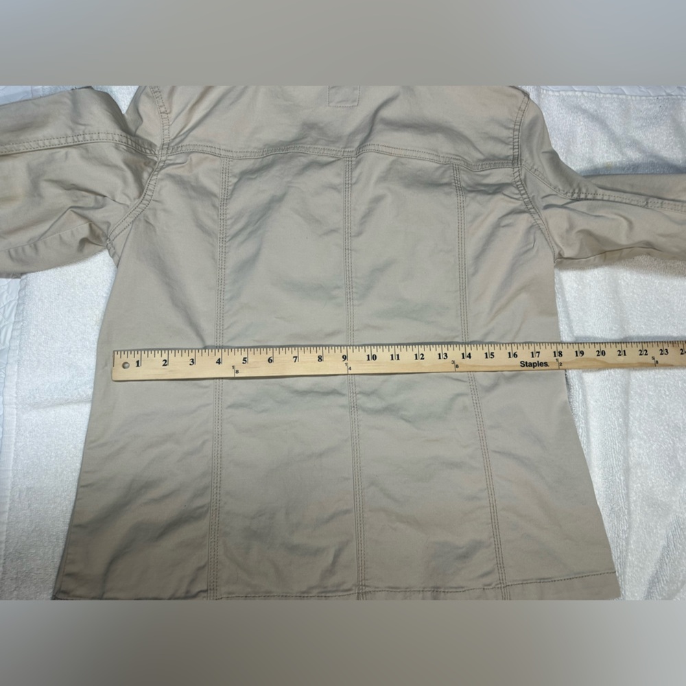 Kensie Cream Khaki Jean Jacket- Pockets- Large - Picture 10 of 13